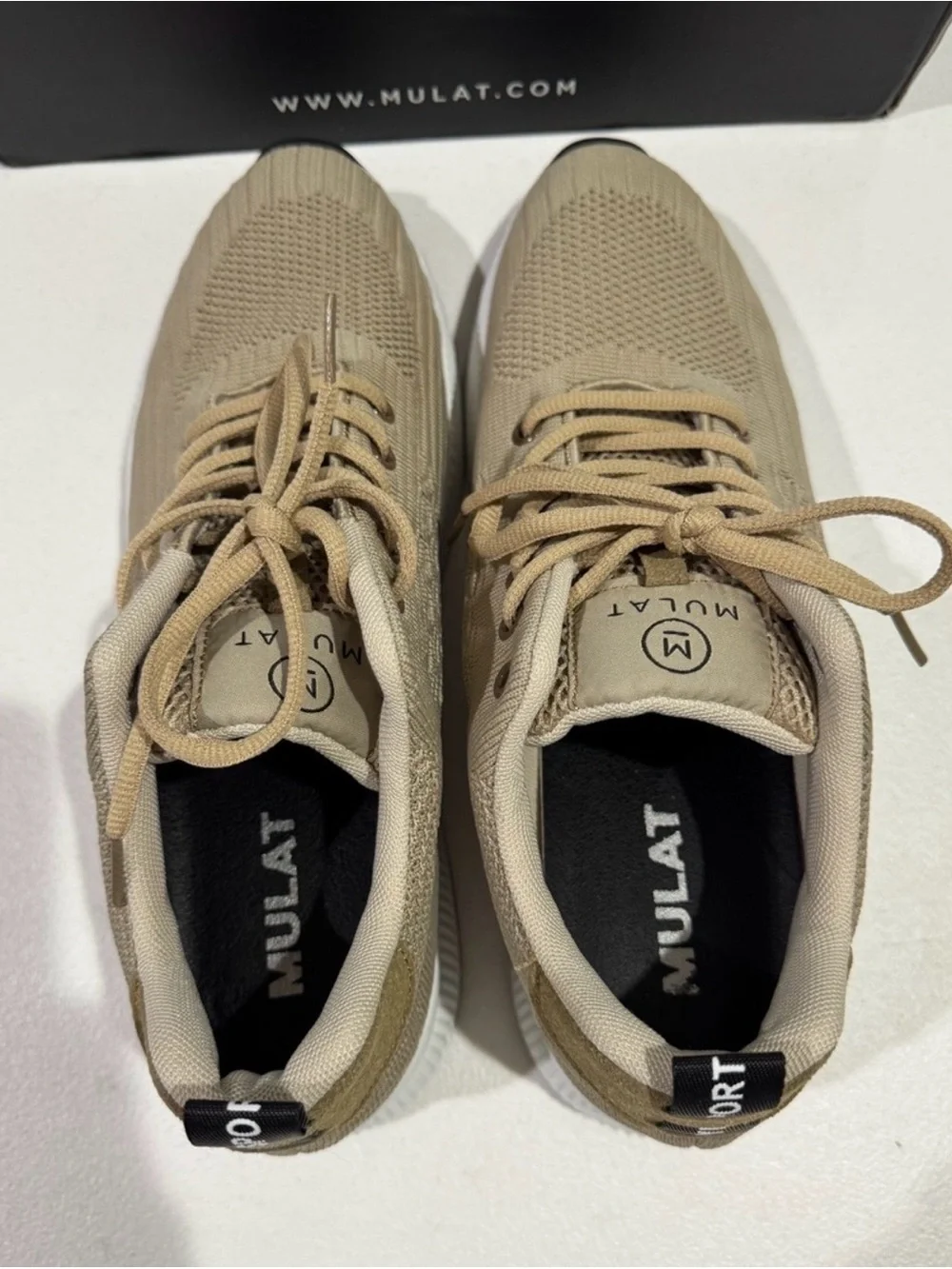 Men’s Beige Elevator Sneakers 2.4” Height Increase Size 45